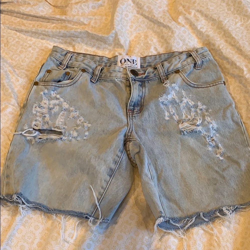 One Teaspoon Trashed Free Birds Cut Off Shorts